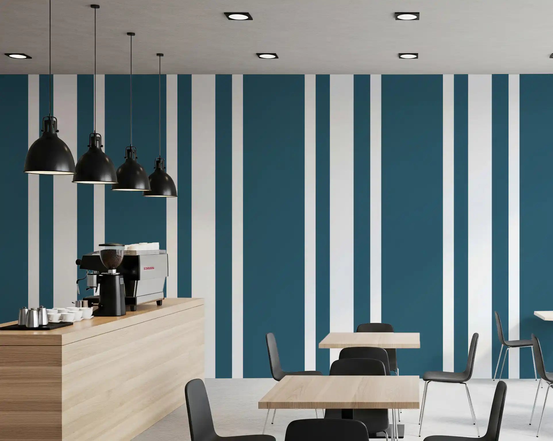 Minimalist Blue Coastal Stripe Wallpaper pattern view., GD9957