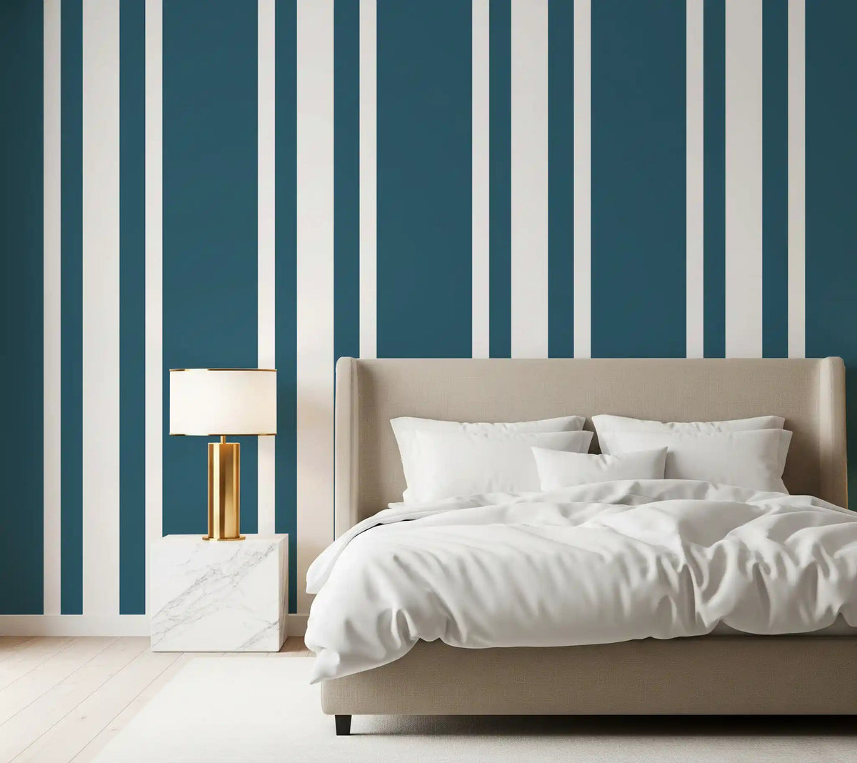 Nautical theme Blue Coastal Stripe Wallpaper for a serene bedroom., GD9957