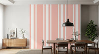Soft pastel vertical lines flow evenly across this farmhouse wallpaper., GD9958