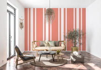 A quiet living room utilizing this light ticking stripe wallpaper., GD9959