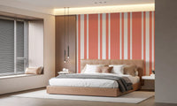 the warm tones of the coral stripe wallpaper for modern bedroom., GD9959