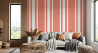 The crisp borders between pink and white on this coral stripe wallpaper., GD9959