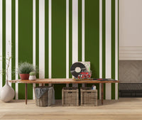Classic olive green ticking stripe wallpaper for smooth surfaces., GD9961