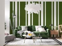 Linear rhythm on this green and white stripe wallpaper., GD9961