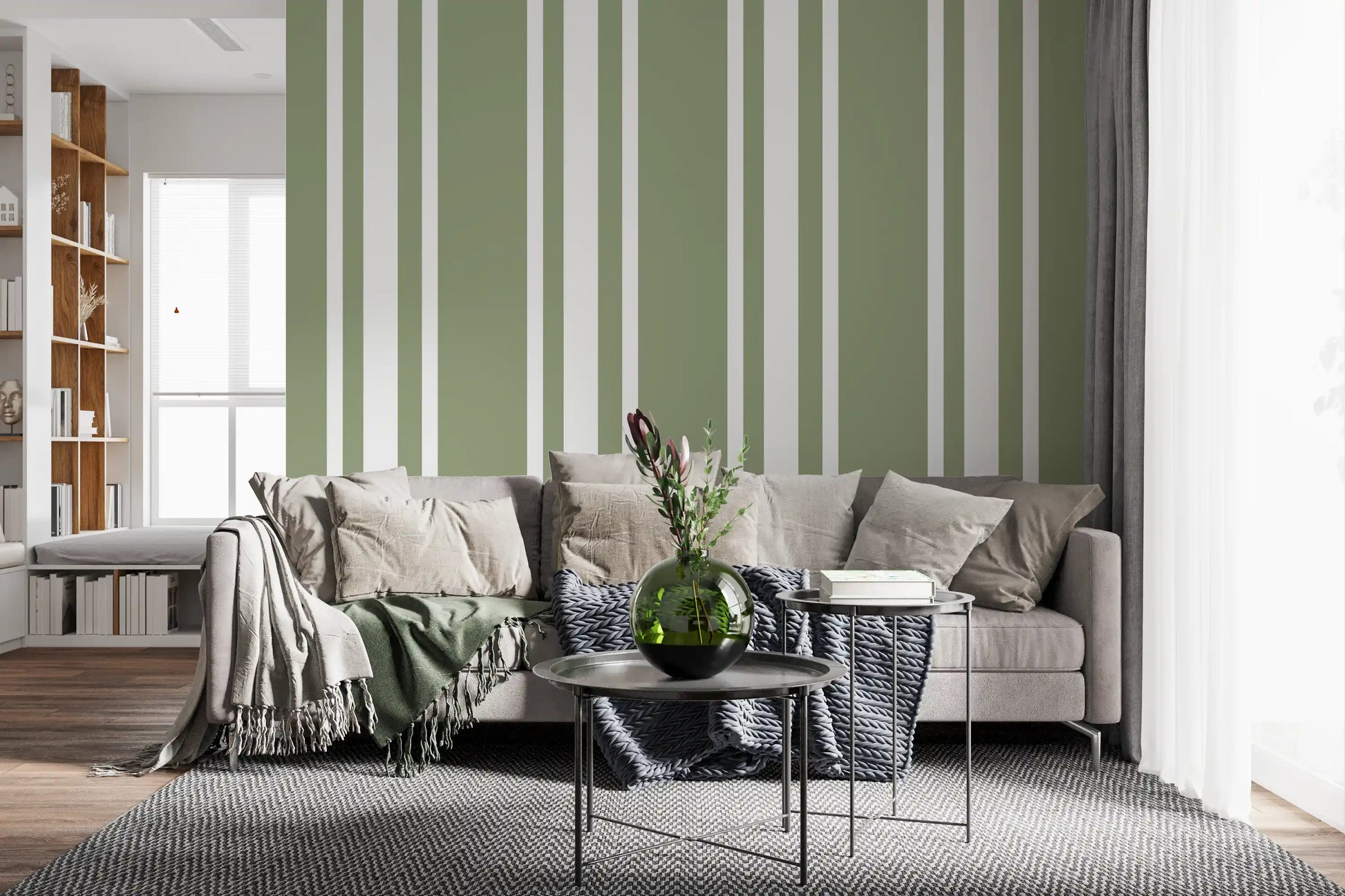 Repeating pattern of ticking stripe farmhouse wallpaper., GD9963