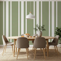 Vertical stripes on sage green ticking stripe wallpaper., GD9963