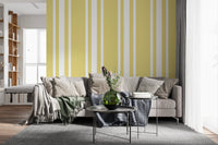 Pale yellow and white farmhouse stripes wallpaper., GD9964