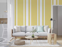 Classic farmhouse wallpaper adds charm to a bright living room., GD9964