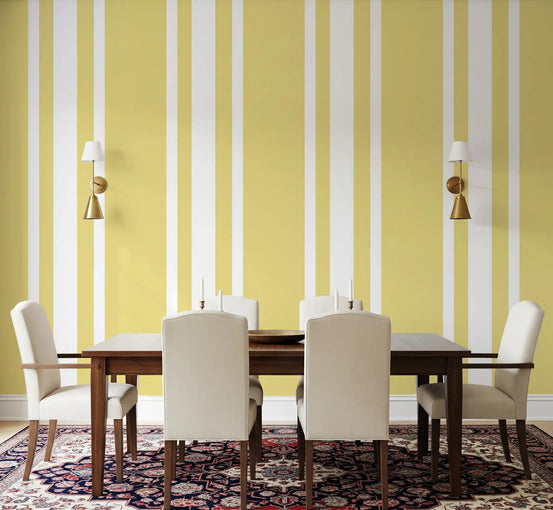 Traditional farmhouse wallpaper refreshes a large dining room., GD9964