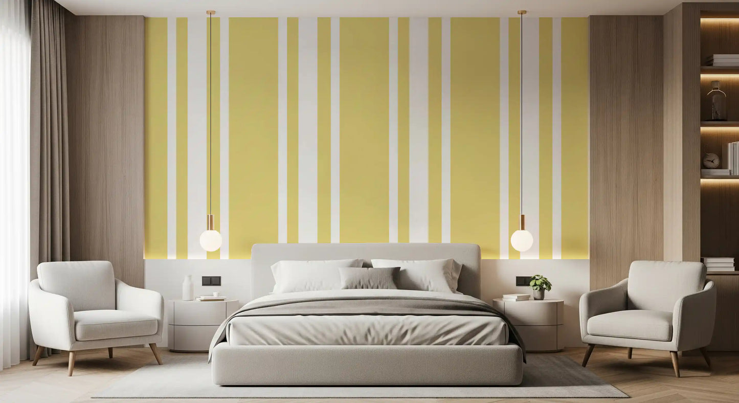 Ticking stripe farmhouse wallpaper with varying widths., GD9964