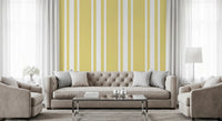 Vertical stripes on soft yellow ticking stripe wallpaper., GD9964