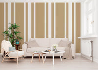Farmhouse style taupe stripe wallpaper inside a quiet living space., GD9965