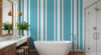 Consistent vertical pattern of this mid century wallpaper for bathroom.