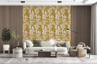 Hand-drawn style lines add depth to this botanical Mustard Lemon wallpaper, GD9968