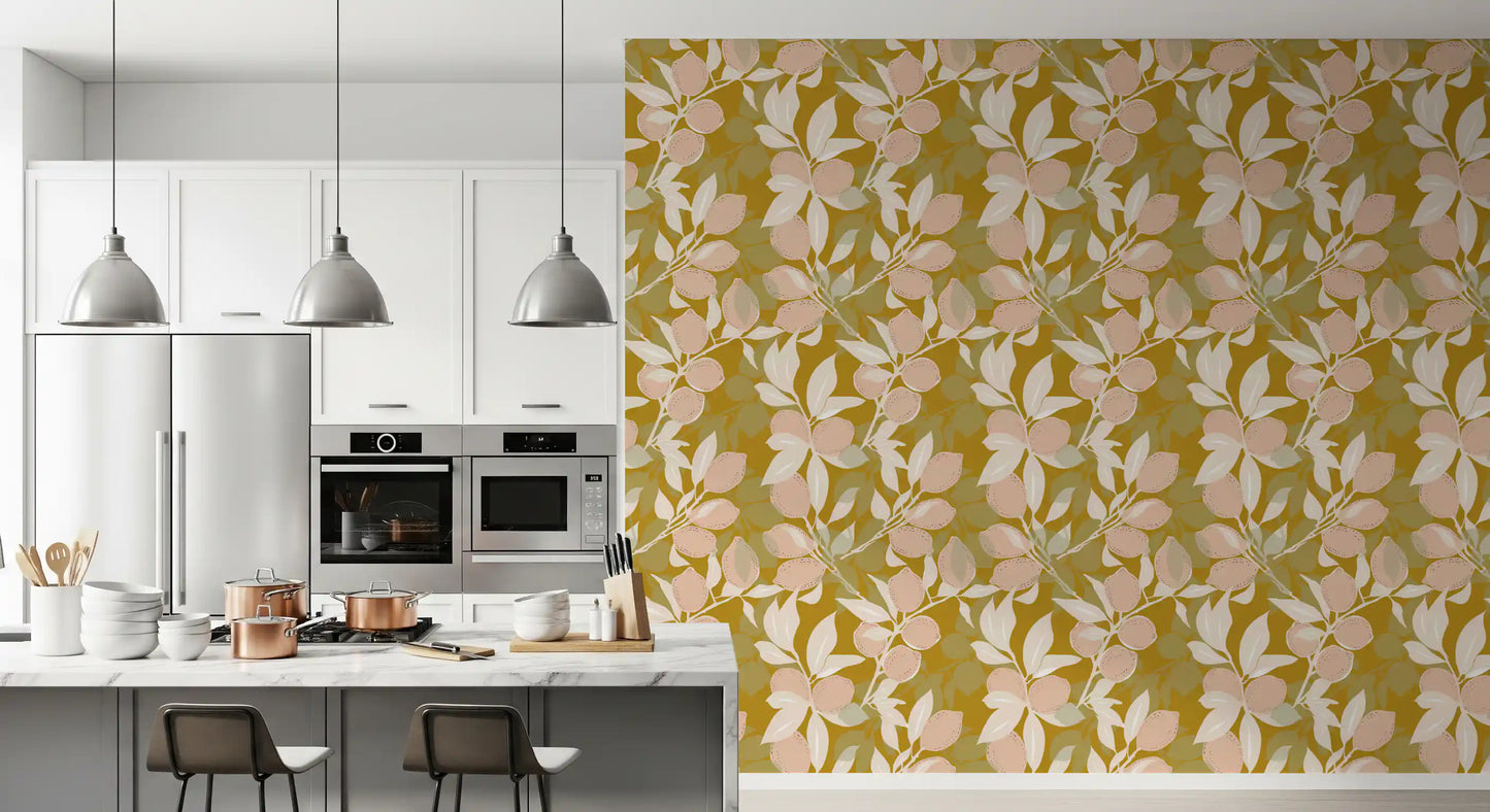 Brightening up the kitchen with Mediterranean Mustard Lemon wallpaper, GD9968