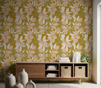 Hallway wall beautifully covered in the colorful Mustard Lemon wallpaper., GD9968