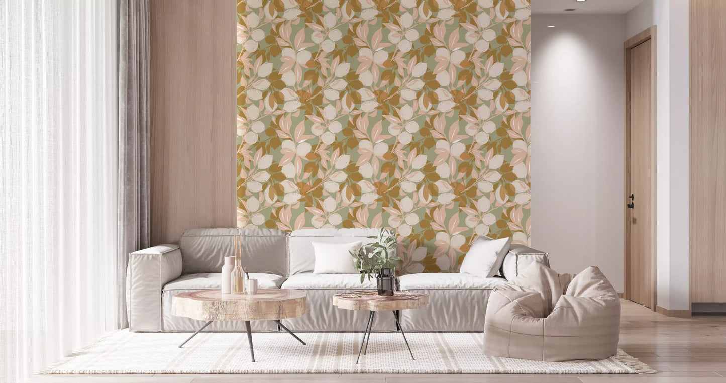 Modern hallway walls featuring a gentle Mediterranean wallpaper pattern., GD9969