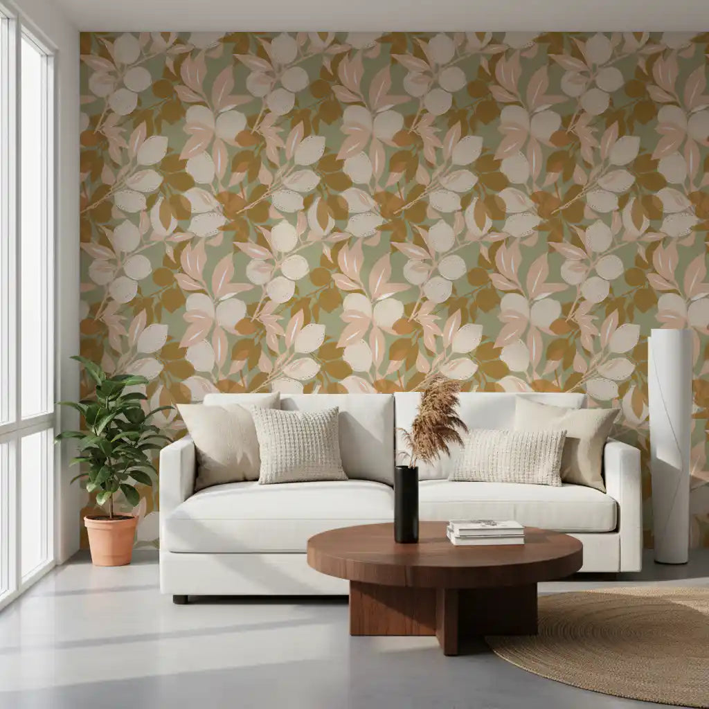 Delicate stippling on fruit motifs within this citrus wallpaper., GD9969