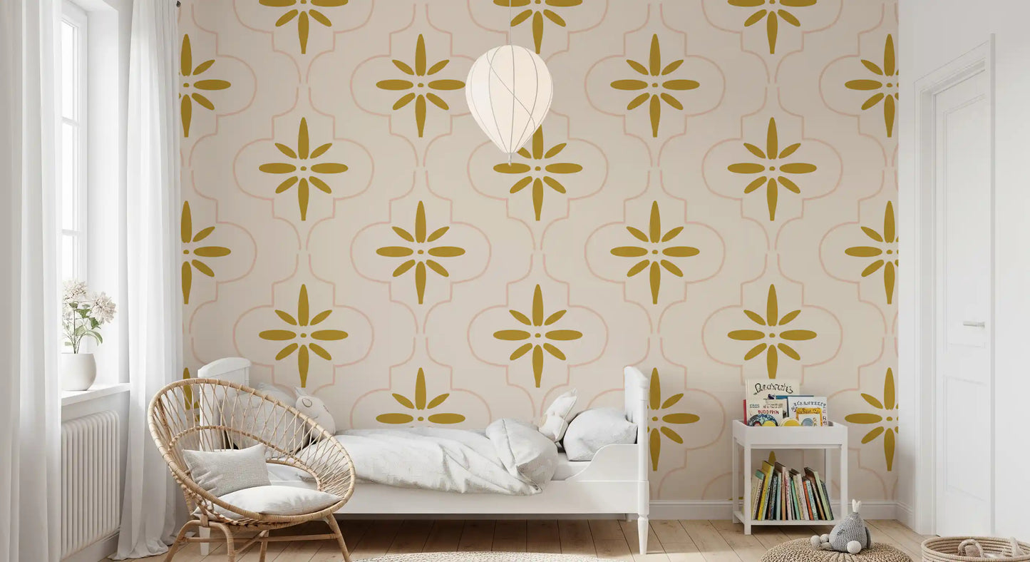 Gold Sand Tile Wallpaper Mediterranean Geometric Wallpaper⁠