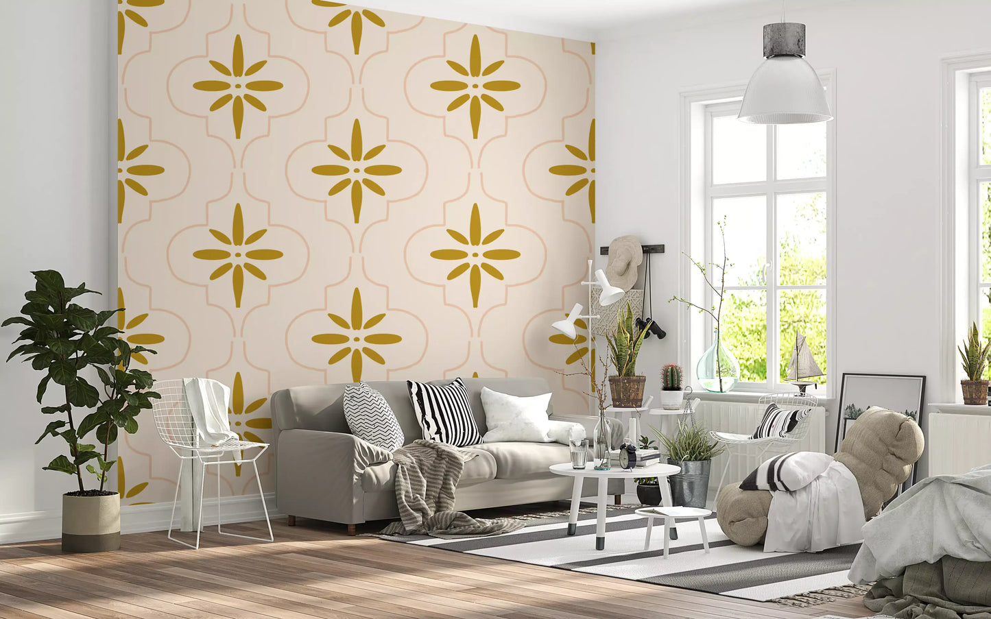 Gold Sand Tile Wallpaper Mediterranean Geometric Wallpaper⁠