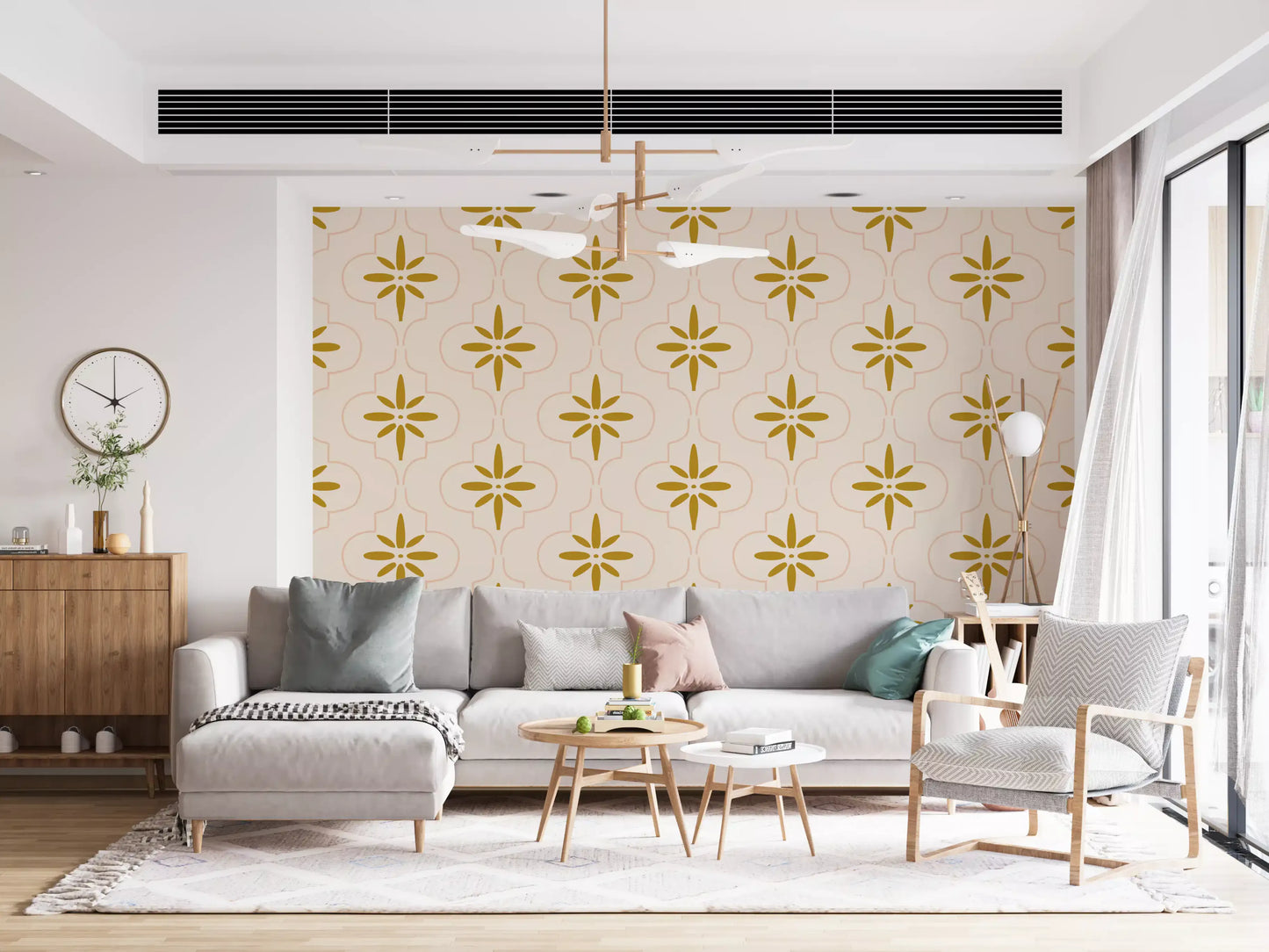Gold Sand Tile Wallpaper Mediterranean Geometric Wallpaper⁠
