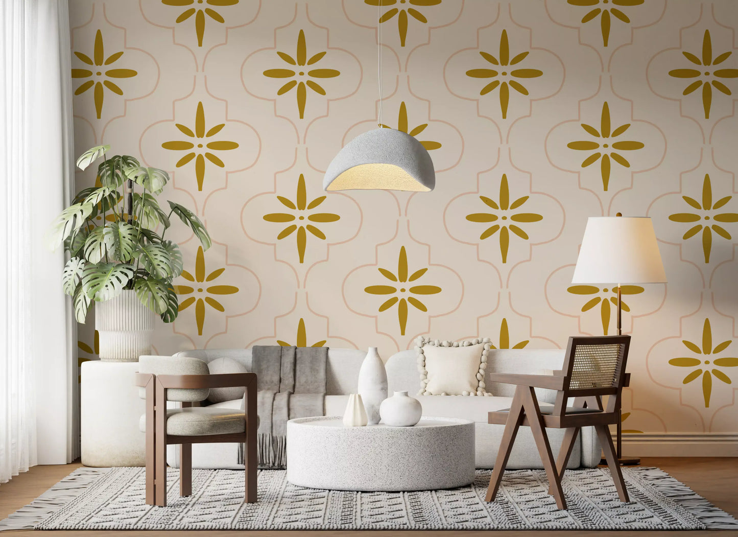 Gold Sand Tile Wallpaper Mediterranean Geometric Wallpaper⁠
