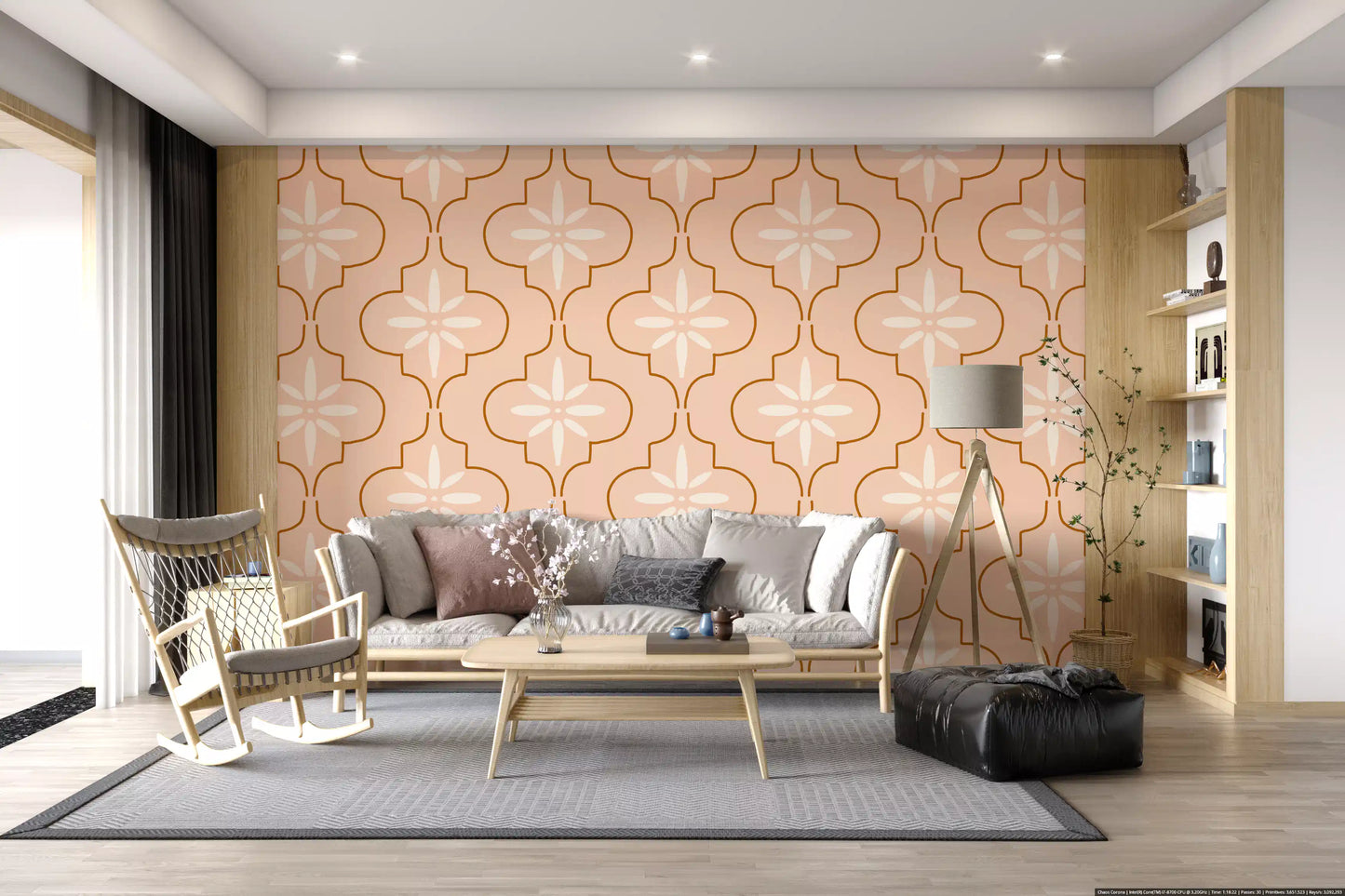Peach Terracotta Tile Wallpaper Mediterranean Geometric Wallpaper⁠