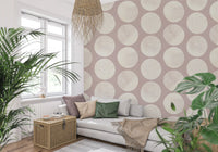 Hallway wallpaper showcasing cream polka dots with contemporary stippled texture.