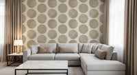 Contemporary circular motif wallpaper with balanced spatial arrangement.