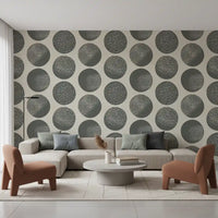 stippled polka dots wallpaper with slate grey organic finish.
