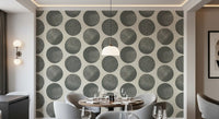 Stippled polka dots wallpaper for modern minimalist dining room.