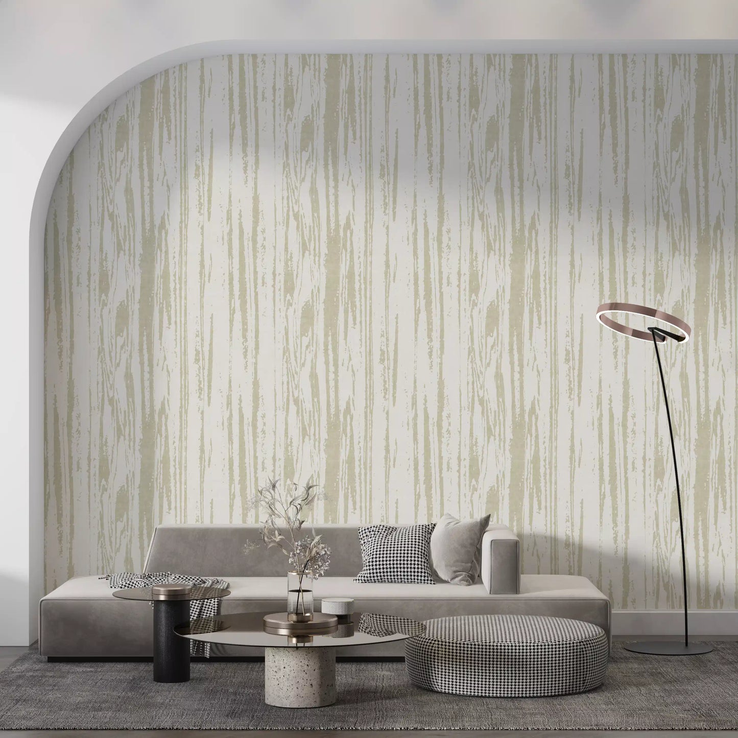 Organic line pattern wallpaper in ivory with subtle texture and depth variations.