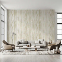 Textured wallpaper featuring irregular vertical strokes in warm neutral tones.