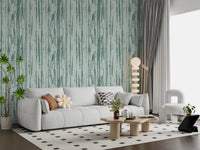 Vertical organic lines in muted blue with weathered texture wallpaper.