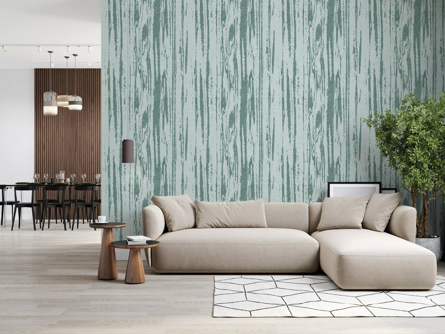 Weathered woodgrain aesthetic wallpaper with blue-grey colour palette visible