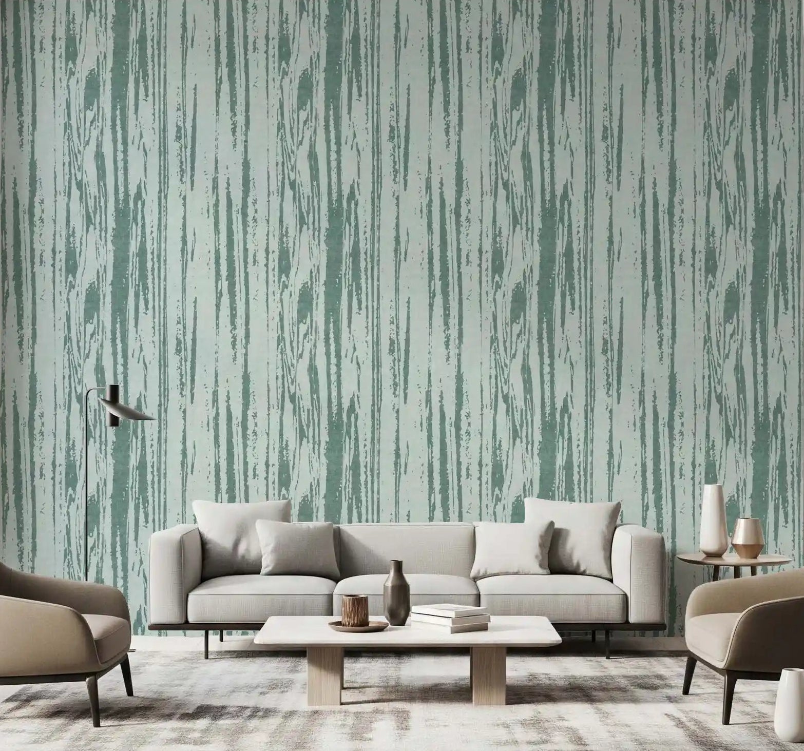 Distressed vertical texture wallpaper in muted blue suitable for living areas., GD9992