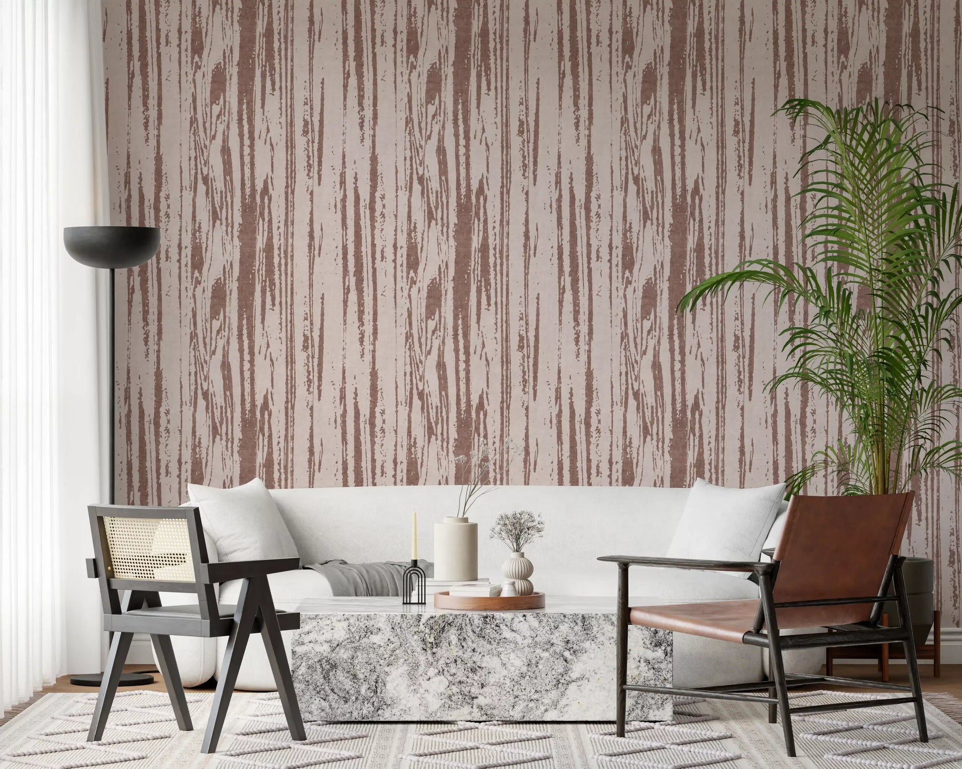 Abstract organic wood texture wallpaper with vertical grain motifs