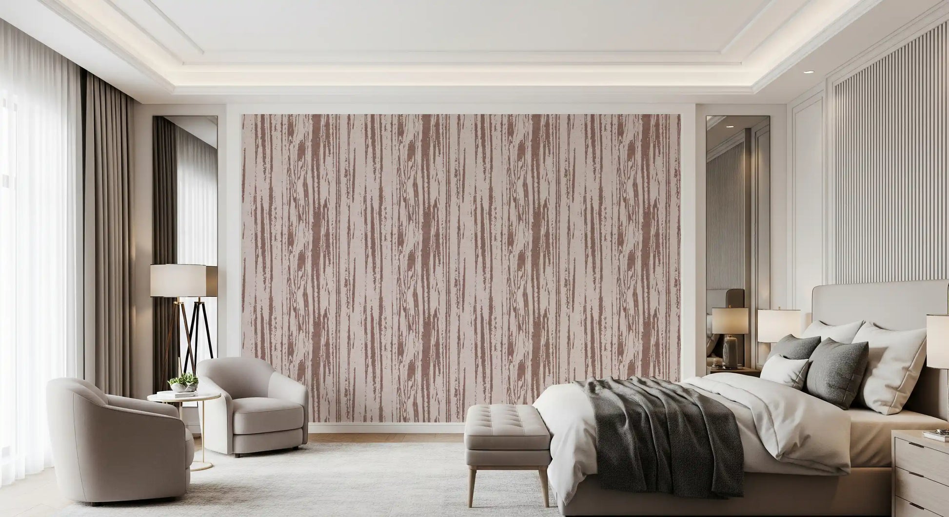 Modern wallpaper with vertical weathered grain and subtle colour variations.