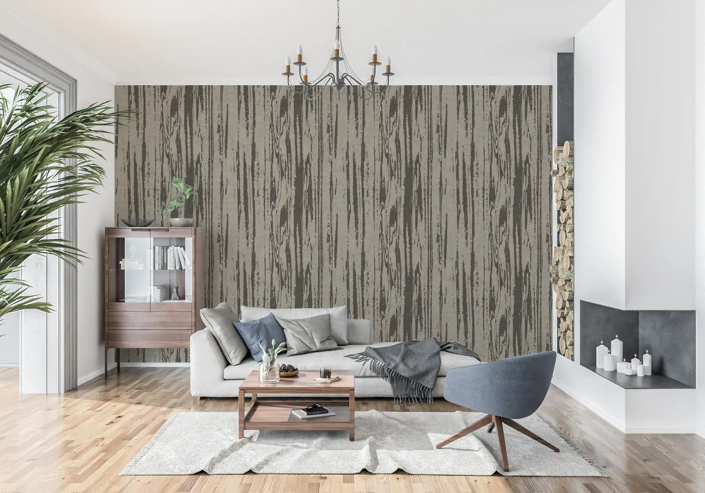 Abstract wood texture wallpaper displaying realistic striations and natural color variation.