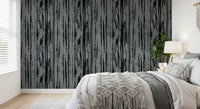 Modern textured wallpaper showing natural wood-like grain effect in bedroom.
