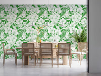 Summer wallpaper displaying white flowers arranged across green base., GD10008