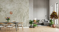 Cherry blossom botanical wall mural with red moon and japanese oriental in dining area., GD10015