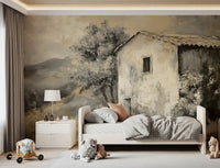 Rustic Retreat Painterly Landscape Wall Mural for children's bedroom.