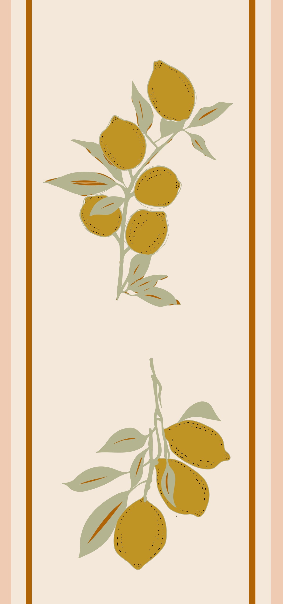 Olive Lemon Branch Wallpaper Mediterranean Style Wallpaper⁠