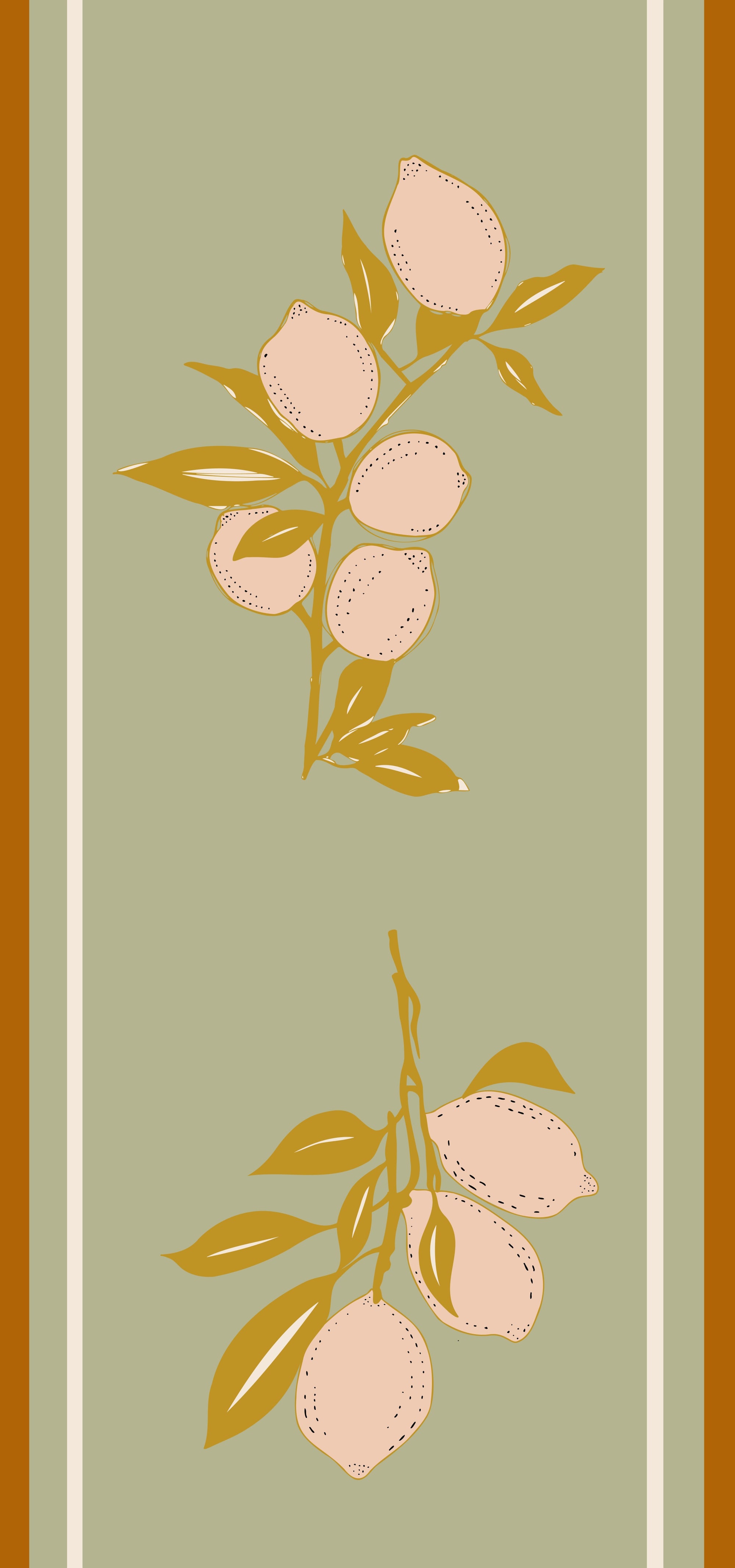Sage Lemon Branch Wallpaper Mediterranean Style Wallpaper⁠
