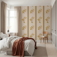 Repeat pattern wallpaper showing painterly pink lemons on a cream background.