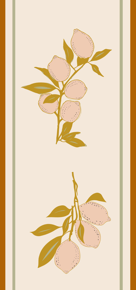 Pink Lemon Branch Wallpaper Mediterranean Style Wallpaper⁠