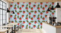 Sweet Berry Bloom Wallpaper in a cafe area with bright cartoon berries.