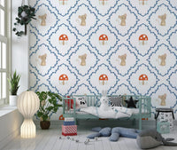 Toddler room finished with woodland mouse wallpaper on a feature wall., GD10065