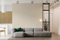 Abstract brushstroke wallpaper in pale beige and cream with organic curved motifs.